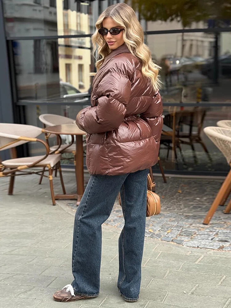 Elegant Belt Cotton Coat Women Solid Vneck Long Sleeve Pocket Thicken Jacket Female Winter Warm Chic Lace Up Lady Outwears 251021