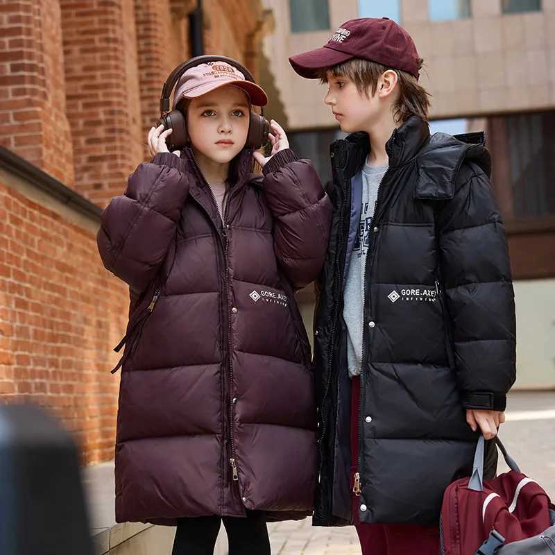 RAISE YOUNG 2025 Winter Children Down Jacket Thick Warm Long Hooded Down Jacket For Teenager Girls Outerwear Coats 6 To 14 Years Y251023
