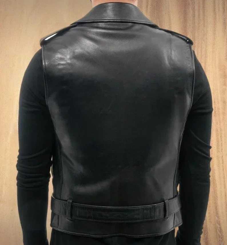 Leather Camisole Knight Costume Men Medieval Leather Armor Sleeveless Vest Top Lace Up Leather Waistcoat W251023