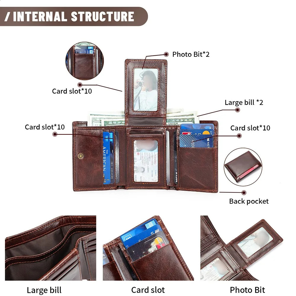 WESTAL RFID Blocking Men Wallets Genuine Leather Mens Wallet With Coin Pocket CardHolder with Muliti Card Slots Coin Purse 1134251023