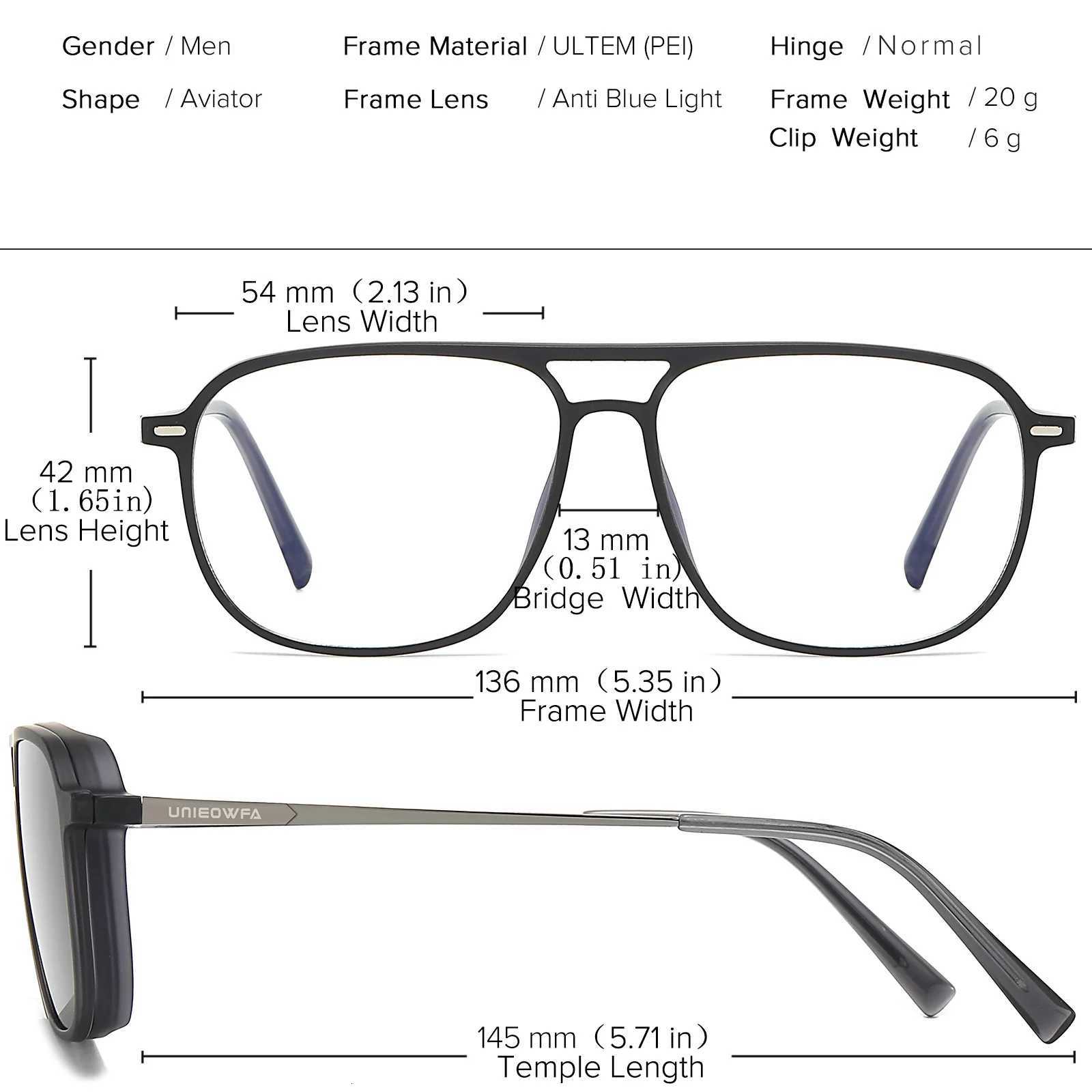 UNIEOWFA Square Aviation 3Pcs Polarized Magnetic Clip on Sunglasses Men UV Protection Anti Glare Night Driving Clip Sun GlassesW251023