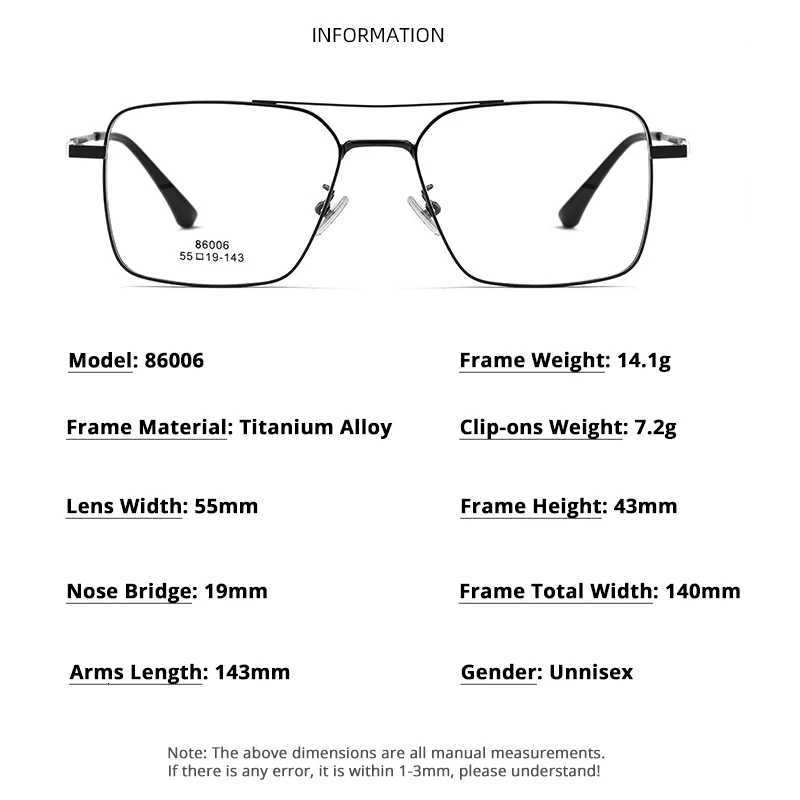 Men Classic Polarized Clip On Sunglasses Pilot Double Beam Titanium Alloy Glasses Frame Optical Retro Sunshades EyewearW251023