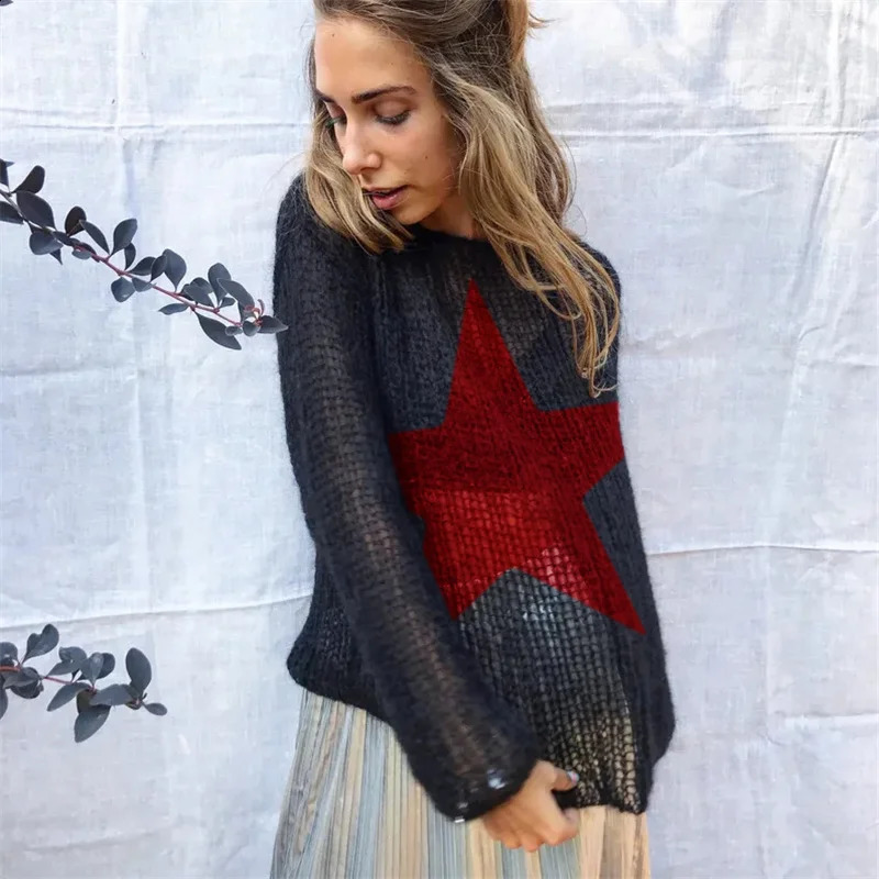 Oversized Hollow Out Knit Sweaters Women Grunge Harajuku Streetwear Loose Long Sleeve Round Neck Pullover Tops Casual Jumpers 251023