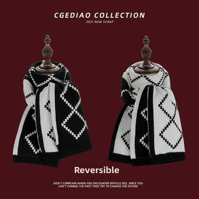 New Solid Colour Winter Double Sided Multi Colored Hot Selling Versatile High End Warm Thick Knitted Checkered Scarf Neck J251113