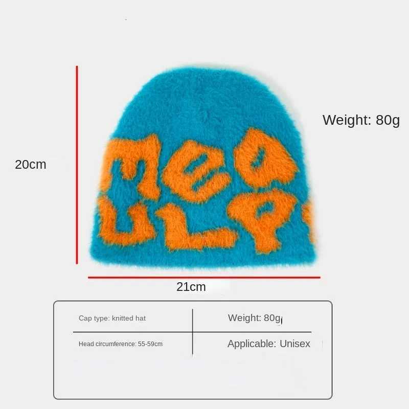 2024 New Y2k Plush Letter Jacquard Knitted Hat Ear Protection Warm Beanies Winter Outdoor Riding Europe and The United StatesXJ251023