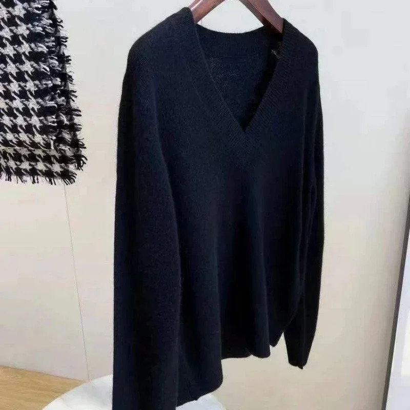 Korean Early Autumn Knitted Sweaters for Women Embroidered Loose Casual Letter Pullovers Harajuku Cashmere Knit Base Jumpers 251023