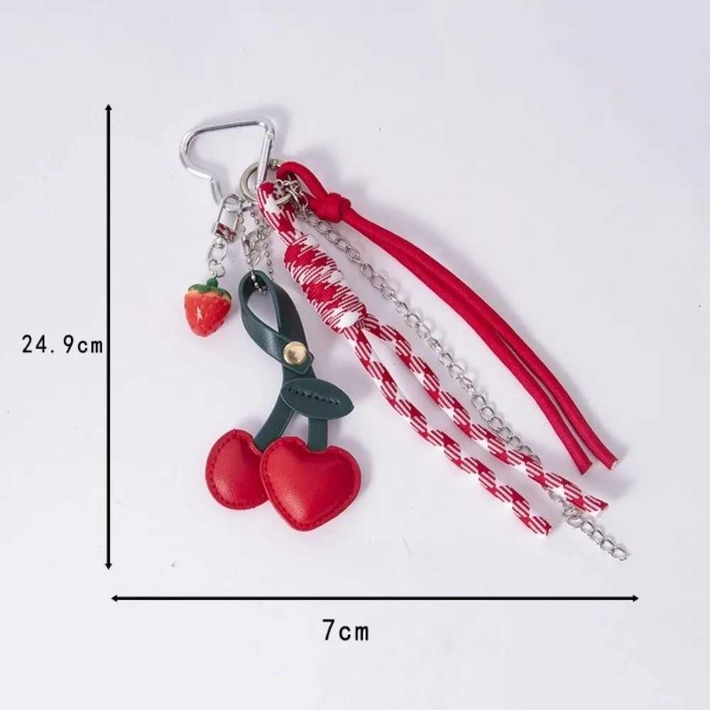 Red And Black Leather Rope Keychain Leather Material Charm Pendant Weaving Rope Keychain Weaving Style Ribbon Bag Charm Z251023