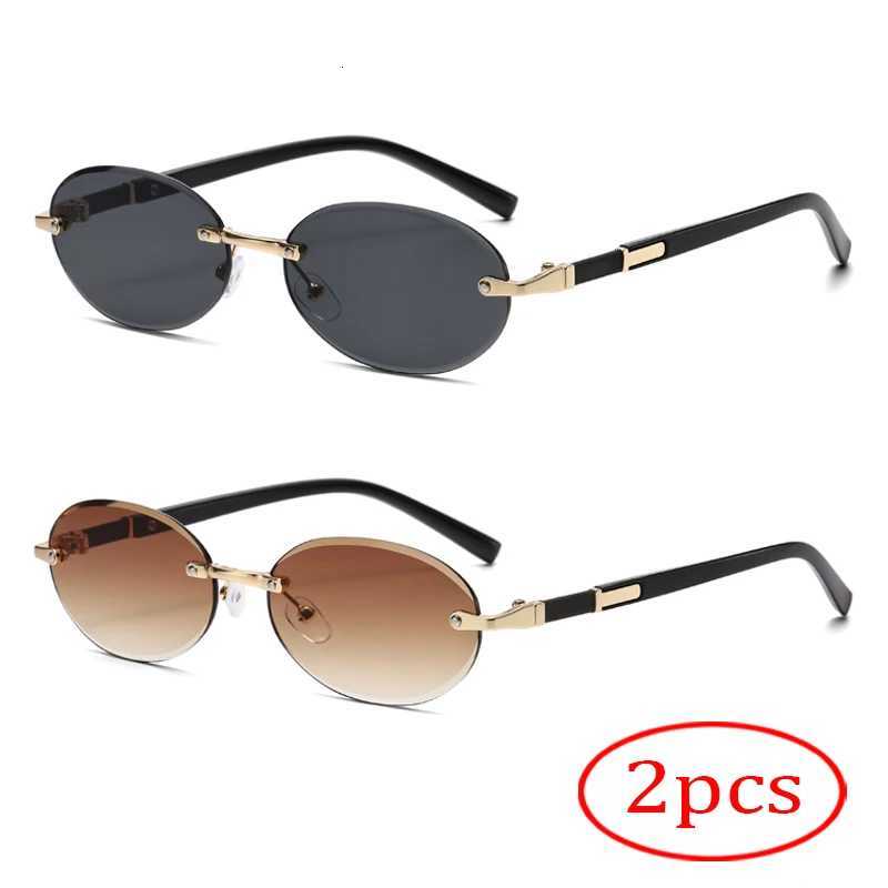 Rimless Sunglasses Oval Fashion Popular Female Male Sunglasses Round Sunglasses Female Male Summer Travel GlassesW251023