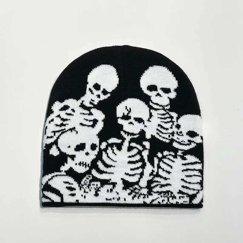 1pc Y2k Warm Beanie CapStreet Skull Skeleton Beanie Winter OutfitSuitable for HalloweenChristmaOutdoor SportsSkiing CyclingXJ251023