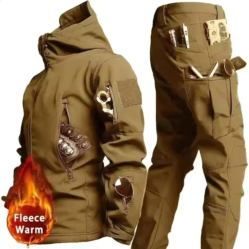 Winter autumn fleece warm waterproof suit mens jacket tactical outdoor hiking fishing camping sportswear 251021