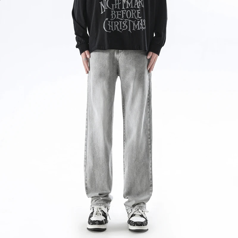 Autumn white loose wide leg baggy pants Men grey deni mens oversize y2k black big boys jeans for man washed straight brown 251018