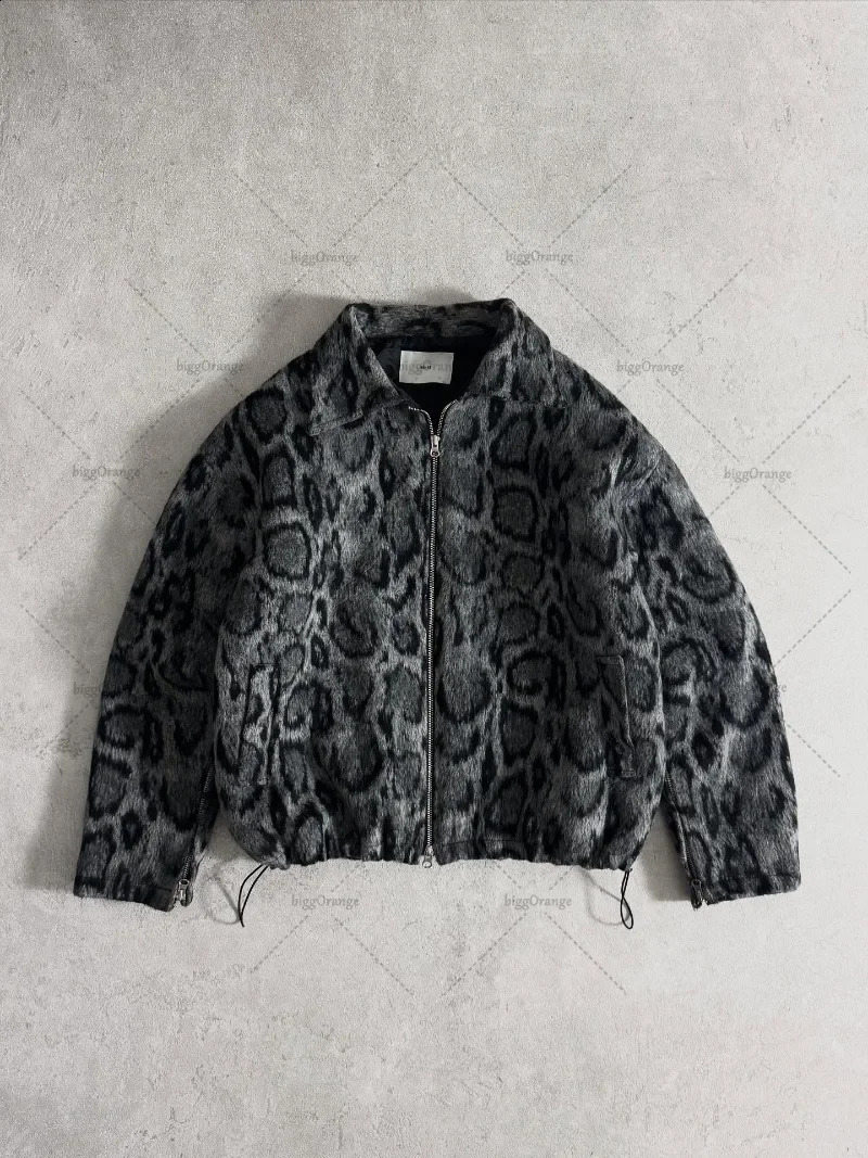 Punk Loose Fashionable Leopard Print Zipper Jacket Men Street Hip Hop Harajuku Retro Y2K Casual Oversized Lapel Top Women 251023