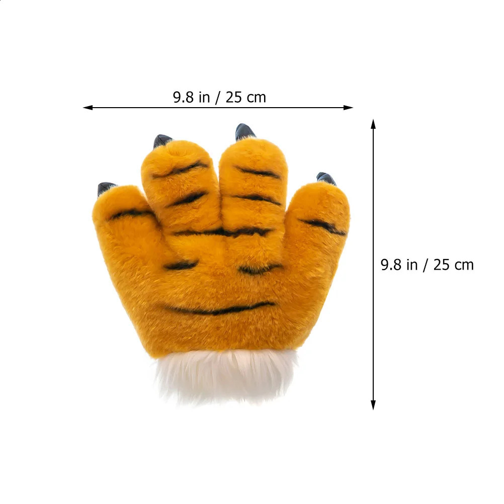 Simulated Tiger Paw Headband Headbands Plush Warm Gloves Thicken Palm Oven Women Elegant Claw Costume Short Mittens Child Hand 251021