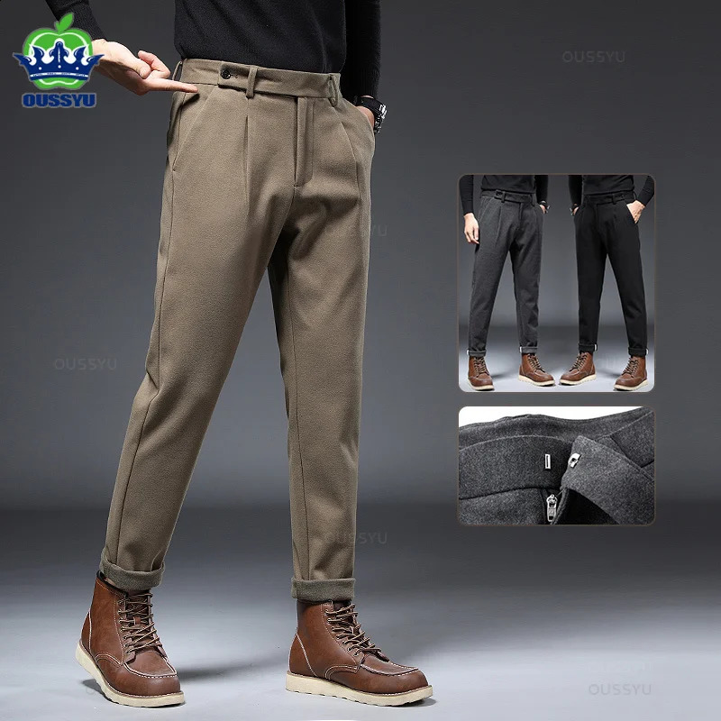 Autumn Winter Worsted Suit Pants Men Thick Business Classic Grey Khaki Woolen Straight Korean Formal Trousers Male Oversized 40 251023