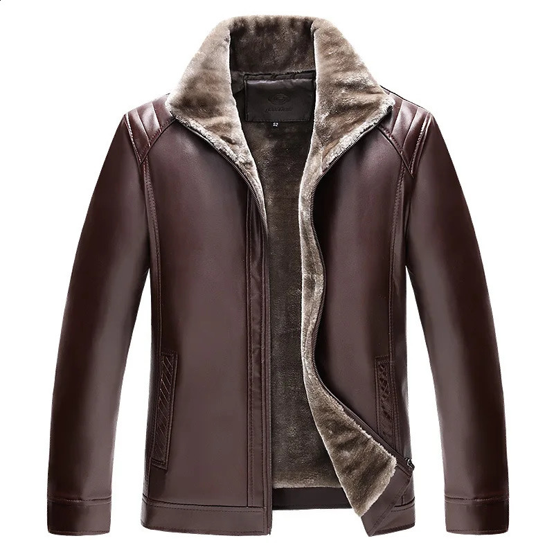 Winter Mens Leather Plus Velvet Thick Fur One Lapel Jacket Warm Casual Slim Smart Male Coats 251023