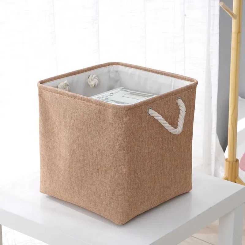 Modern Minimst Linen Storage Basket Square Folding Dirty Clothes Basket Household Large Capacity Handheld Storage Basket C251023