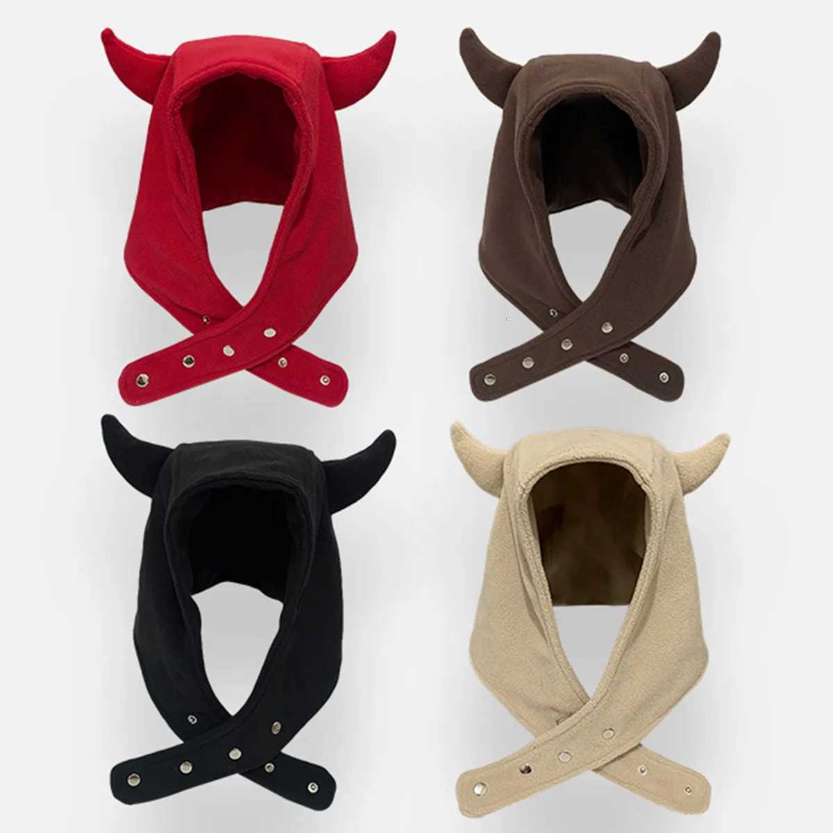 Japan Yabi Cute Devil Ears Cow Horn Thundeolt Hat Wen Autumn Winter Warm Suede Ear Protection Set Y2K BeaniesW251023