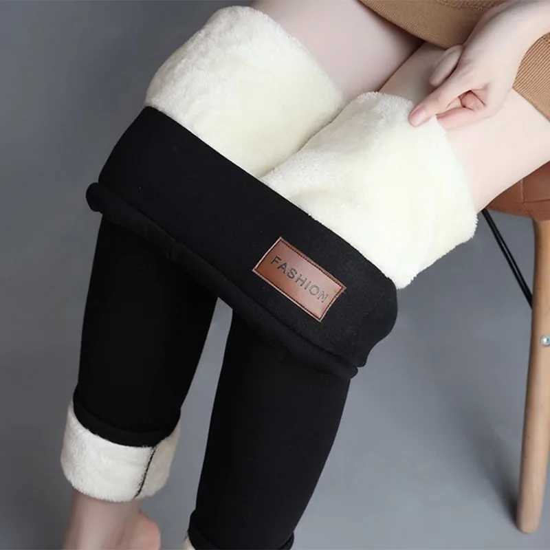 Fleece Lined Thermal Leggings Women Winter Leather Label Tights High Stretch Warm Fleece Lined Pants Outdoor Wear Cold WeatherT251023