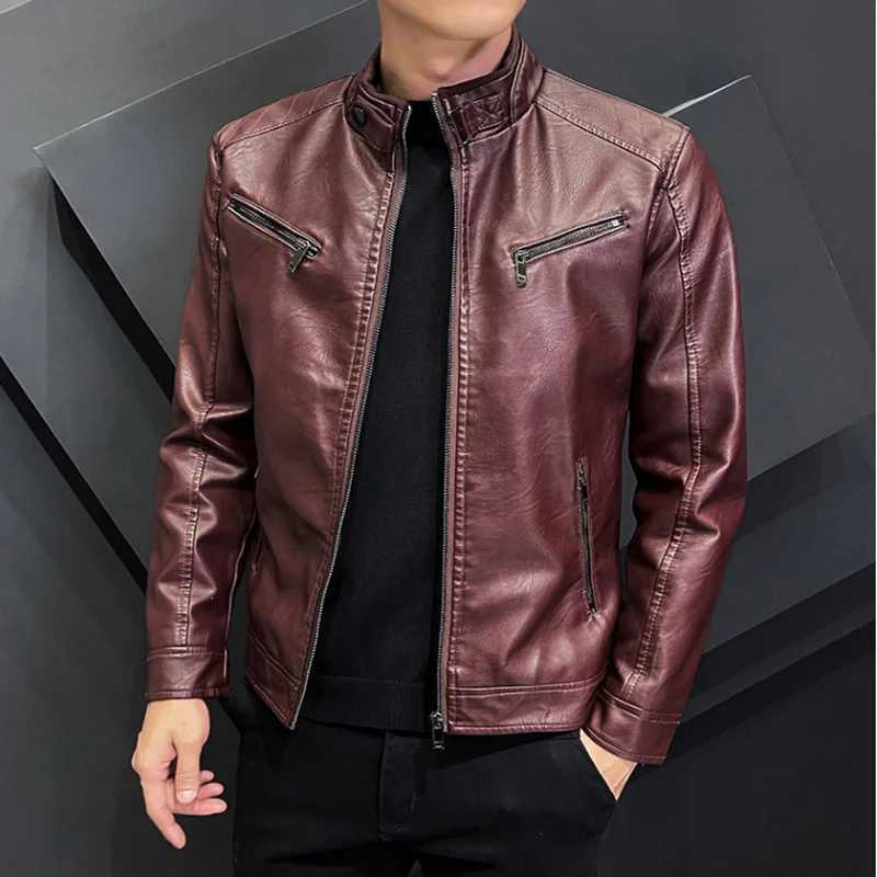 2024 Highquality Leather Men Autumn New Fashion Handsome Young Motorcycle Jacket PU Leather Men Trend Men Jacket W251023