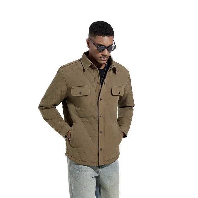 Mens Light Mature Style Top Coat New Style for Autumn and Winter Rhombic Check Business Plus Cotton Casual Jacket M3XL W251023