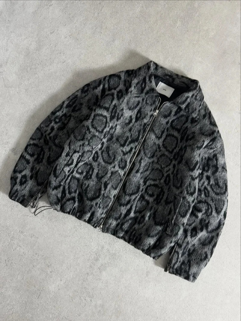 Punk Loose Fashionable Leopard Print Zipper Jacket Men Street Hip Hop Harajuku Retro Y2K Casual Oversized Lapel Top Women 251023