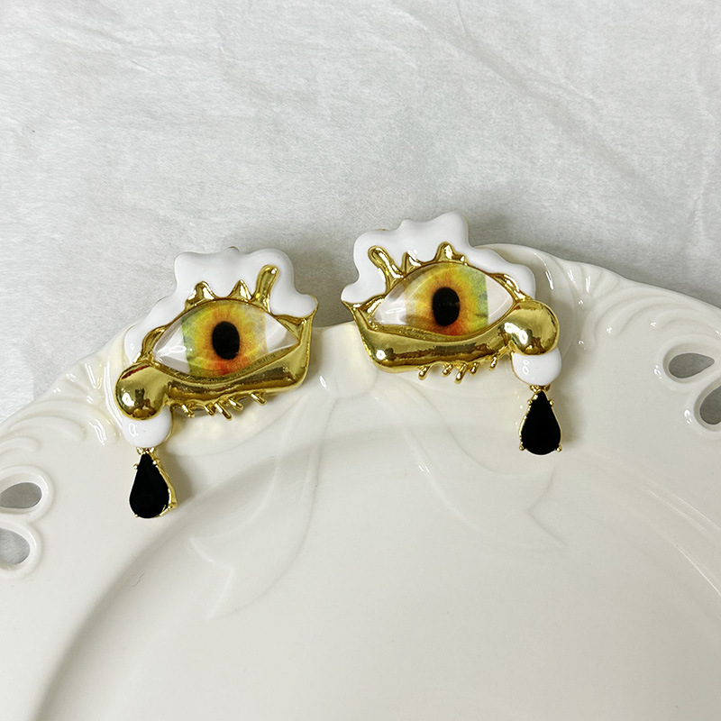 Designer earrings Art Blue Eyes Water Drop Earrings Vintage Devil's Eye niche design high-end feel full of diamonds and pearls free shipping diam