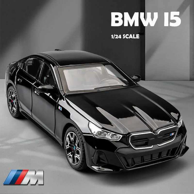 Diecast Miniature Voiture 124 BMW I5 M60 Alloy Car Model with Sound Light Children Boy Toy Vehicle Birthday Gift Home DecorT251023