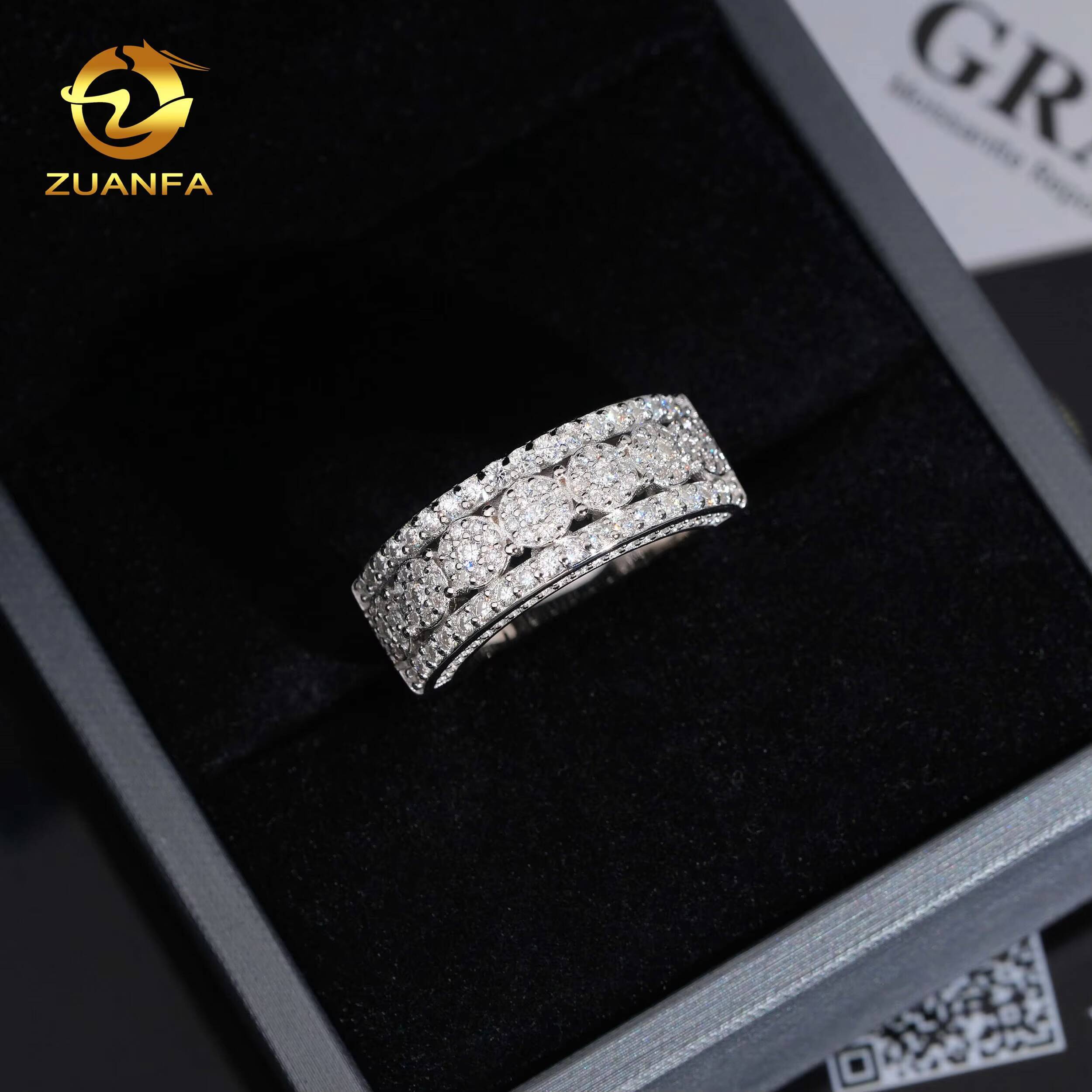 USA Warehouse Drop Shipping Hot Sale Fashion Iced Out Hip Hop Jewelry Vvs Moissanite Lab Diamond 925 Sterling Silver Man Ring