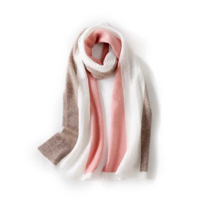 Autumn and Winter New 100 Cashmere Scarf Womens Extra Long Warm Neck Protection Versatile Color Contrast Three Color Scarf J251113