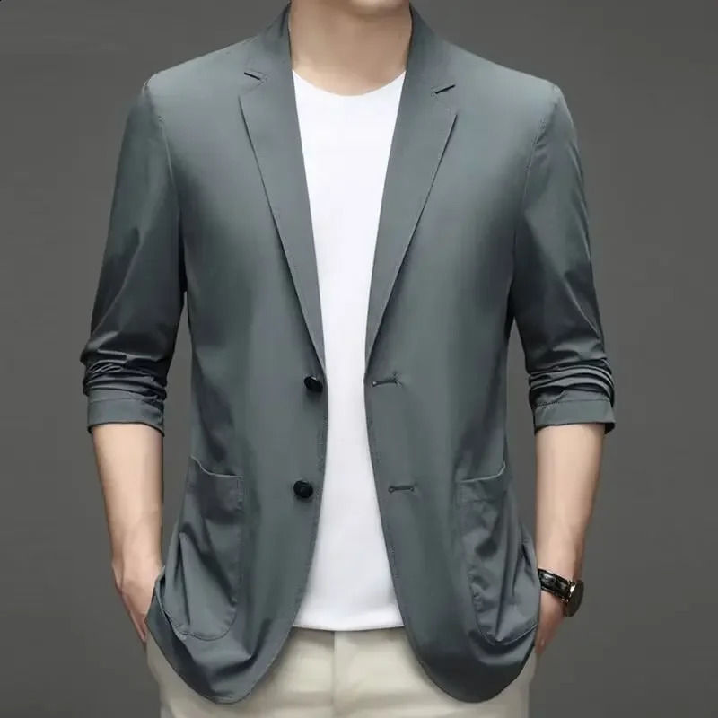 Casual Business Fashion Suit Jacket Autumn Slim Fit Western Style Mens Clothes For Middleaged Men Smooths Silhouette 251023