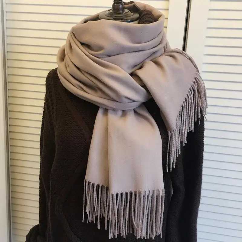 Winter Female Scarf Cashmere Shawls Wraps Women Solid Long Hijab Stoles Bufanda Tassel Autumn Lady Headband 2022 J251113