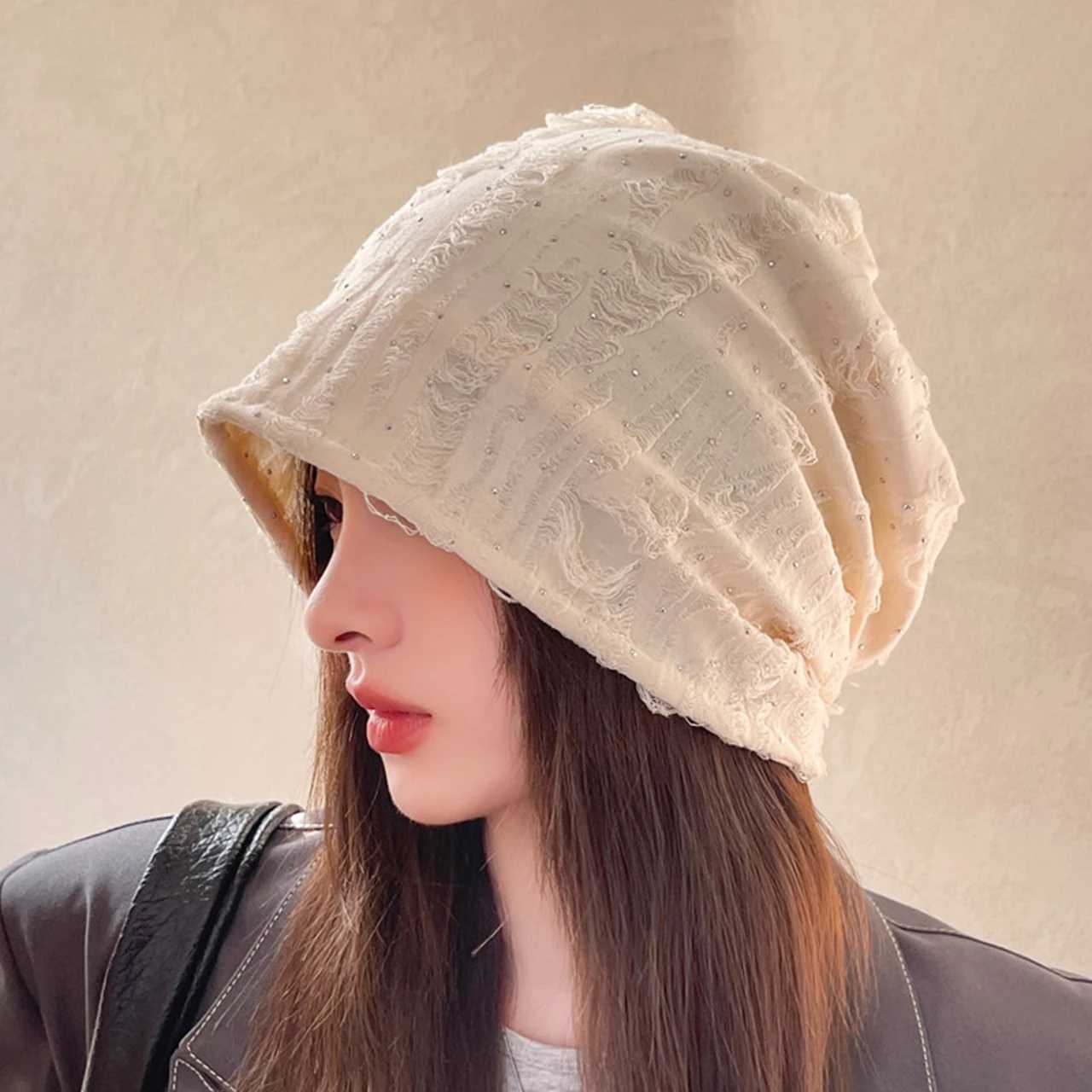 Autumn Baggy Beanies for Women Korean Holes Ear Protection Sloughy Hats Solid Color Lady Girl Pullover CapsXJ251023