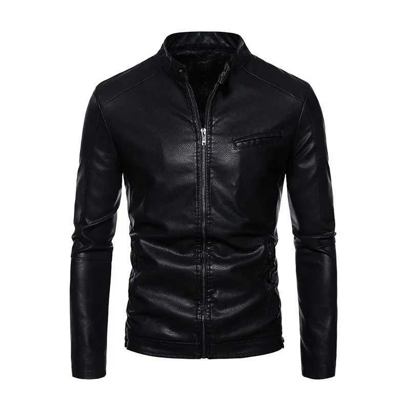 Casual Style Mens Leather Jacket Autumn Winter New Fashion Slim Fit Trendy Youthful PU Leather Coat Large Size Menswear W251023