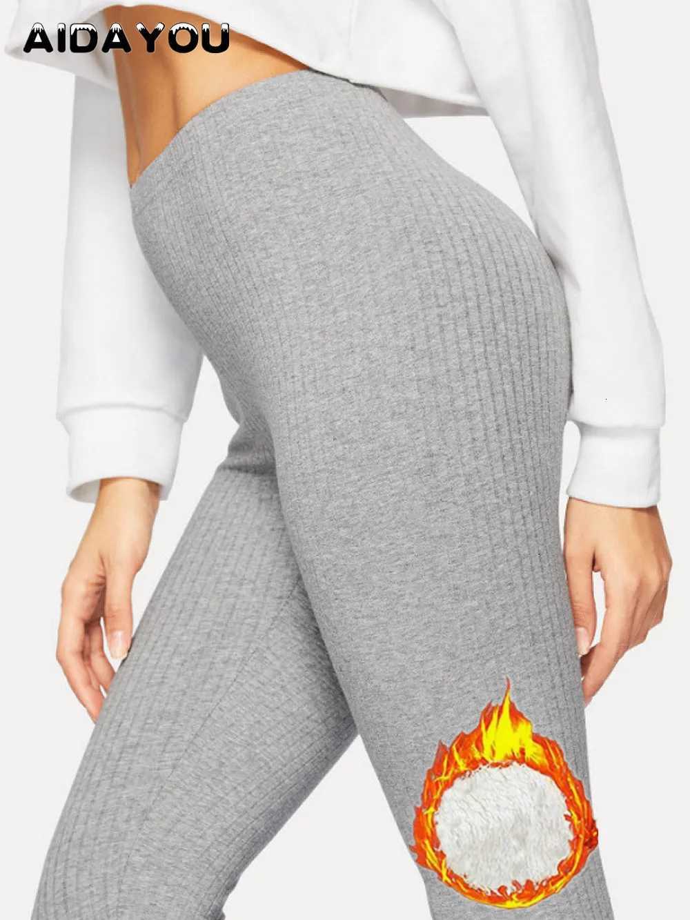 Rib Kint Leggings Fleece Inside Ribbed Knitting Pantyhose Winter Stretchy Pant Korea Japan Active Pants Thermal ouc2563T251023