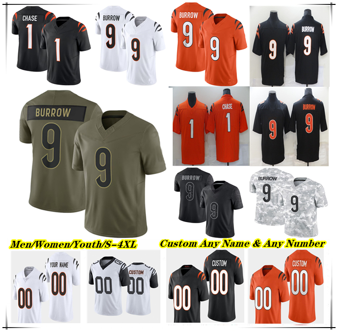 American Football Jersey Joe Burrow Flacco Jake Browning Chase Brown Ja'Marr Chase Tee Higgins Andrei Iosivas Noah Fant Geno Stone Battle Name Samaje Perine Gesicki