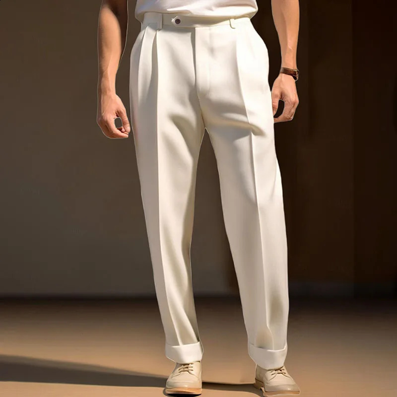 Men s Fit Dress Pants Solid Color Flat Front Trousers Classic Business Casual Suit Modern Formal Wear Hemmed Bottoms 251023