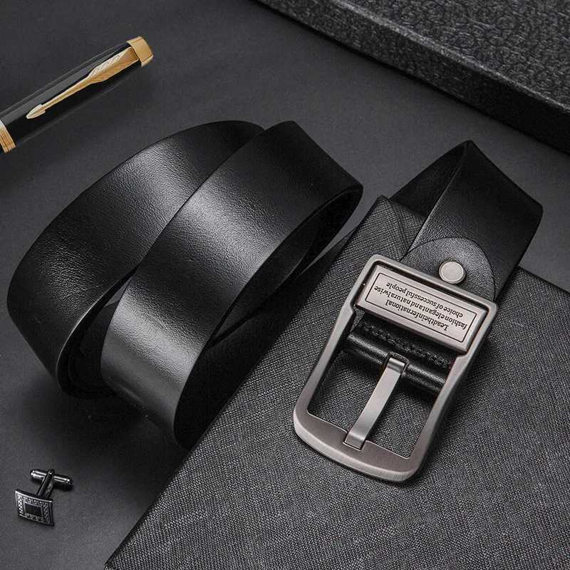 New Leather Cowhide Mens Belt Fashion Metal Alloy Pin Buckle Adult Luxury Brand Jeans Business Casual Waist Male Strap BrandXJ251023