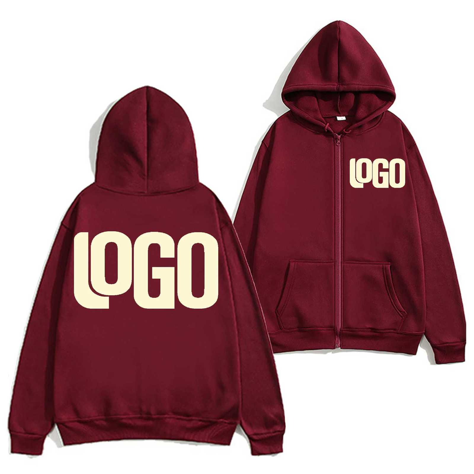 DIY custom your brand 230GSM new zipper autumn and winter casual mens and womens tops solid color hoodie sweatshirtT251023