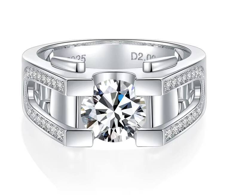 Highquality Moissanite Diamond Ring for Men Twocolor Stylish and Stylish Mens Ox Horn Diamond Ring