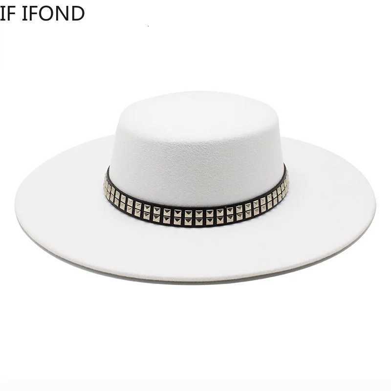 2022 High Quality 10CM Wide Brim Fe Hat Vintage ic Wool Felt Hats With Belt Decor Panama Black Formal Dr HatW251023