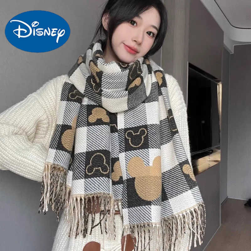 Disney Mickey Mouse Scarf Shawl Anime Cartoon Fashion Winter Warm Mickey Figure Cashmere Soft Lover Scarf Holiday Womens Gifts H251023