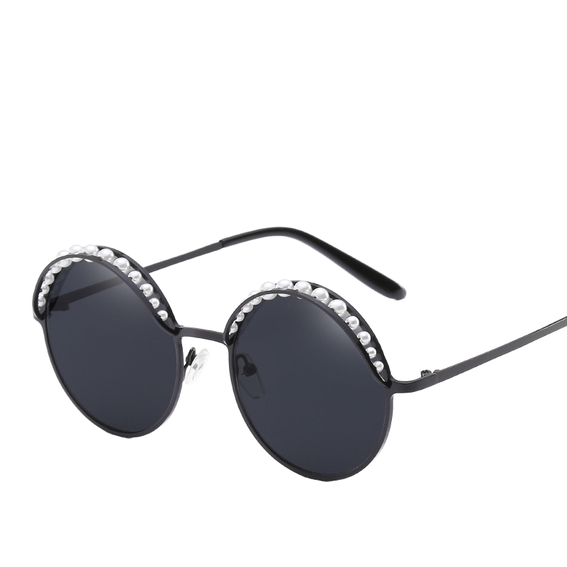 Designer sunglasses Round framed pearl sunglasses Fashion trend women's sunglasses Flower Cat's ears shape UV resistant glasses Luxury sungl