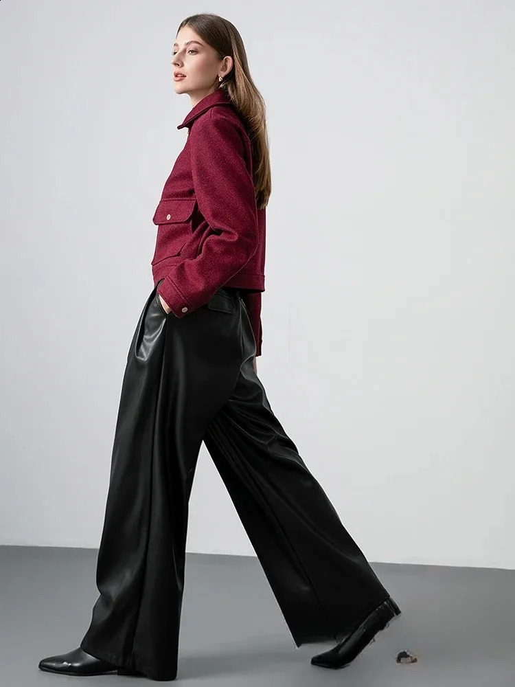 KONDALA Red Bordeaux Loose Jakcets Women Zipper Pockets Short Coats Fashion Autmn Elegant Bomer Jackets Outwears 251017