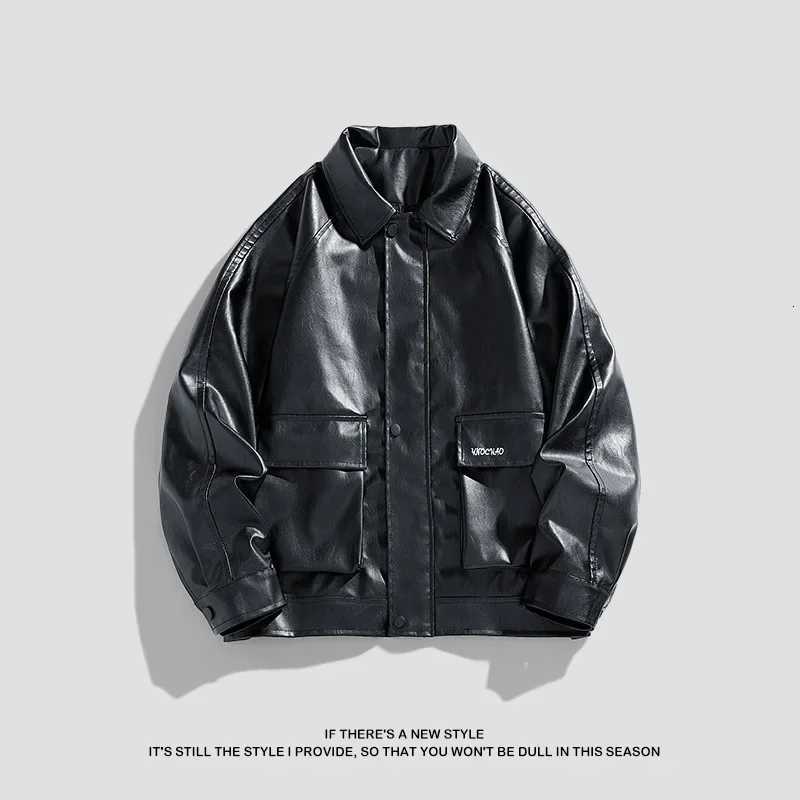 Mens Outdoor Fashionable Casual Handsome Leather Jacket Retro Motorcycle Comfortable Breathable Multi functional Leather Jacket W251023