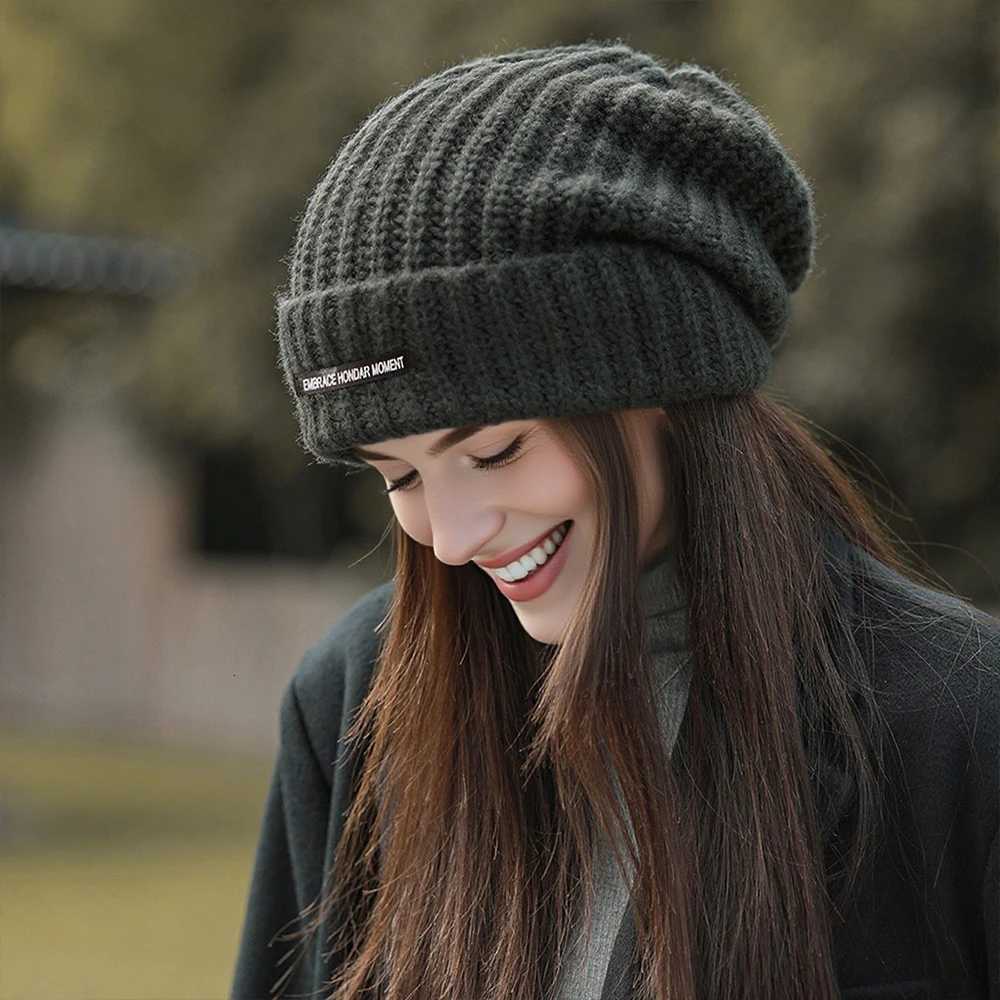 Wool Knit Hats Elastic Cap Winter Windproof and Warm Beanie Hat Solid Color Cap Covers Unisex The Head and Ears For Men WomenXJ251023