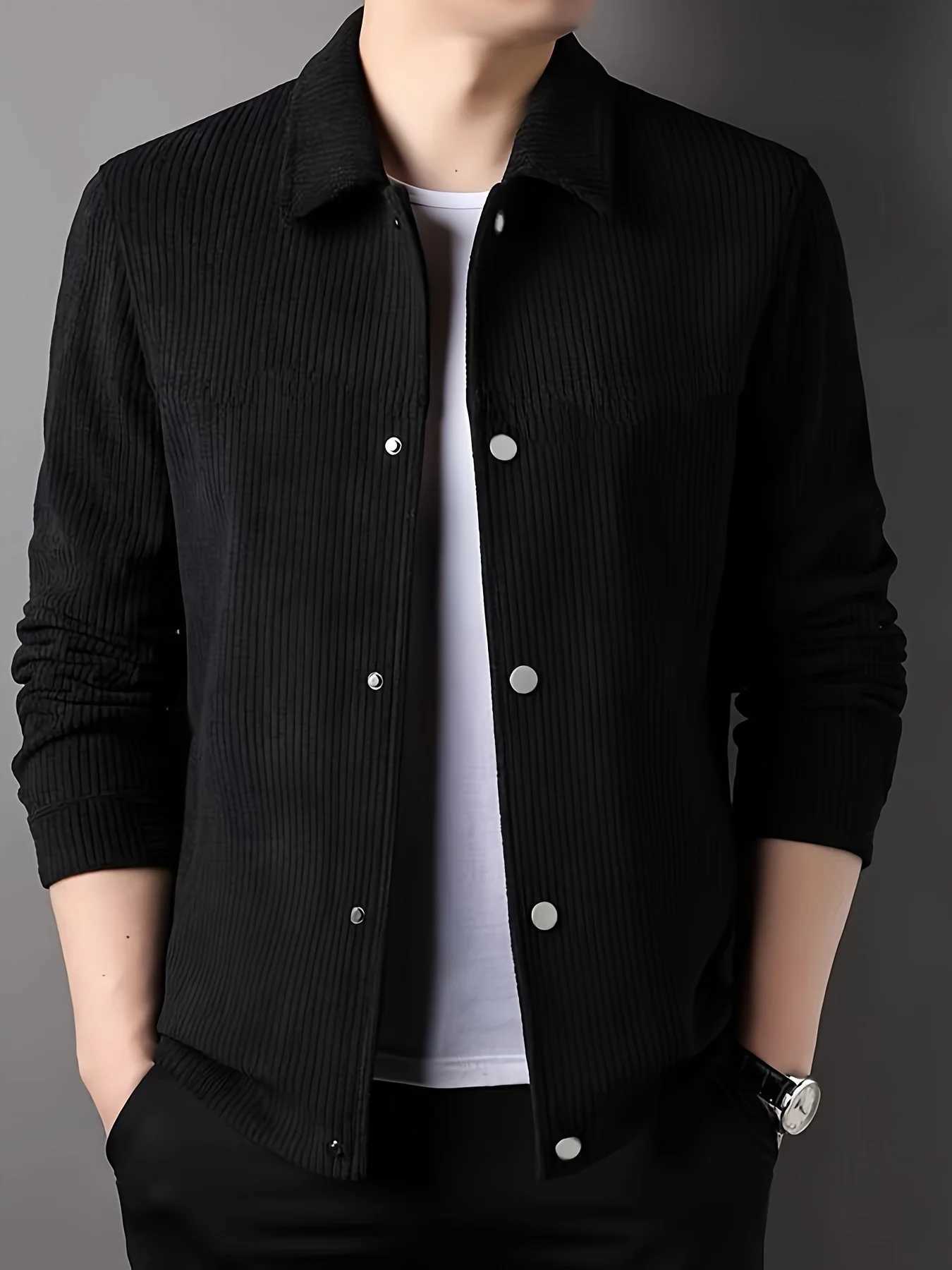 Mens New Corduroy Jacket with Lapel Casual Workwear Cardigan for Autumn and Winter Korean Trend Style W251023