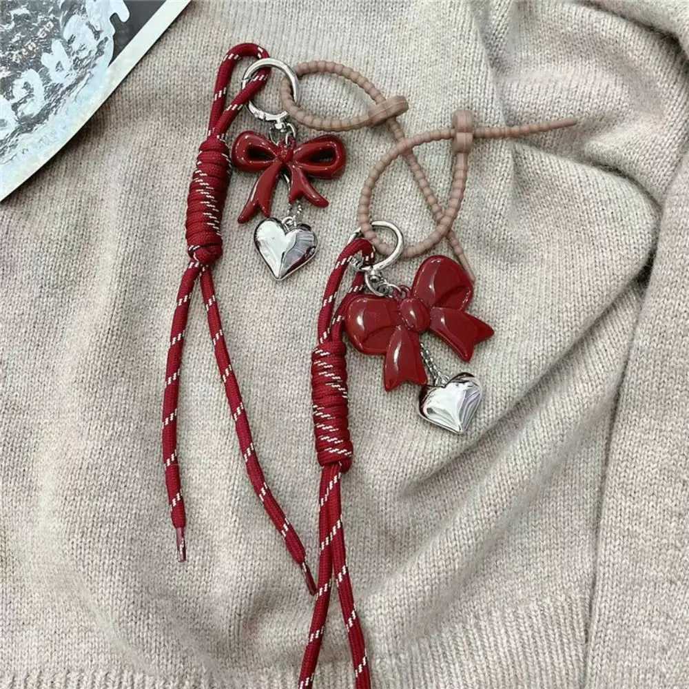 New Bowknot Braided Rope Keychain Handmade Y2K Bag Pendant Ornaments Heart Buckle Mobile Phone Lanyard Gifts Z251023