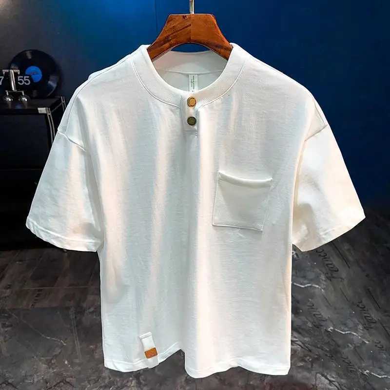 Solid color simple short sleeved Tshirt for mens summer 2025 new fashion outfit loose short sleeved topXJ251023
