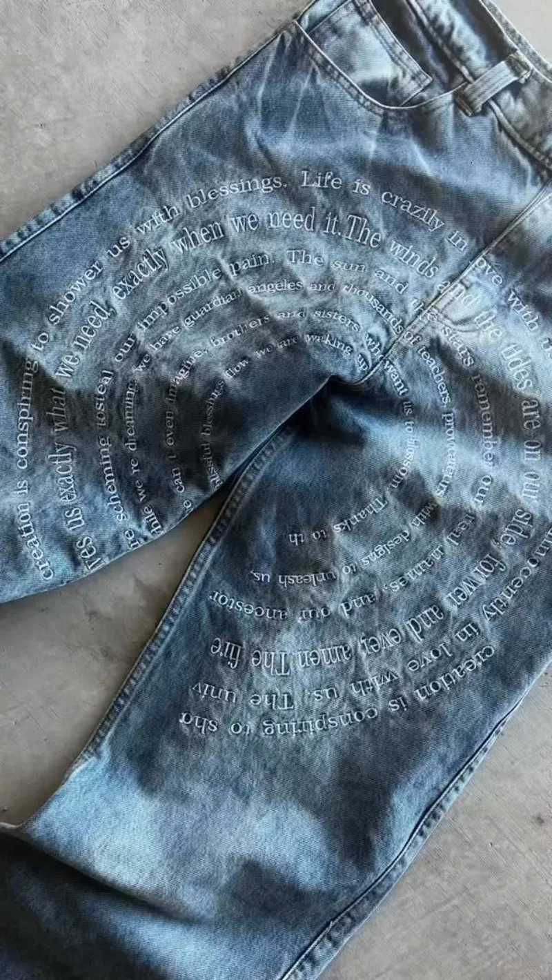 Y2K Jeans 2000s Pattern letter jeans American strtwear goth Hip Hop Harajuku Hip Hop men women Fashion Casual wide leg jeans C251023