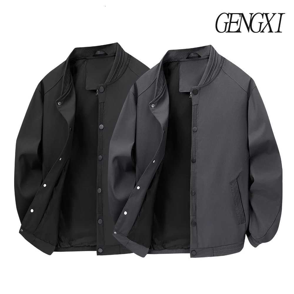 Large Size American Baseball Collar Jacket Business Casual Single Breasted Design Standing Collar Jacket Trendy Quality Menswear W251023